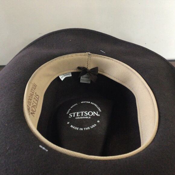 Stetson Hollywood Drive Shapeable Brim Wool Felt Hat Brown Size XL Crushable - Picture 5 of 6